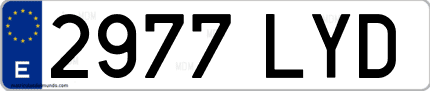 Ejemplo de matrícula de coche ordinaria 2977 LYD