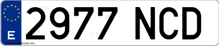 Ejemplo de matrícula de coche ordinaria 2977 NCD