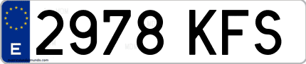 Ejemplo de matrícula de coche ordinaria 2978 KFS