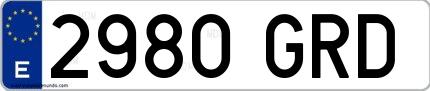 Ejemplo de matrícula española 2980 GRD