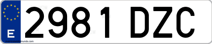Ejemplo de matrícula de coche ordinaria 2981 DZC
