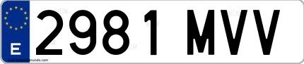 Ejemplo de matrícula española 2981 MVV