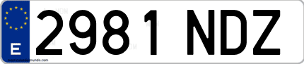 Ejemplo de matrícula de coche ordinaria 2981 NDZ