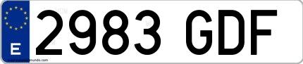 Ejemplo de matrícula española 2983 GDF