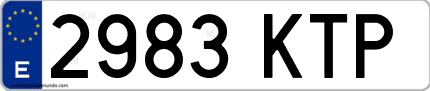 Ejemplo de matrícula de coche ordinaria 2983 KTP