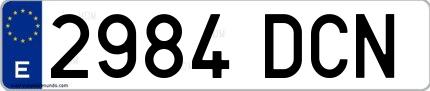 Ejemplo de matrícula española 2984 DCN