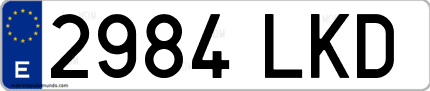 Ejemplo de matrícula de coche ordinaria 2984 LKD