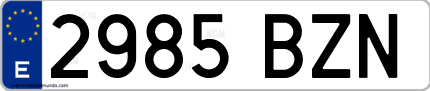 Ejemplo de matrícula de coche ordinaria 2985 BZN