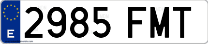 Ejemplo de matrícula de coche ordinaria 2985 FMT