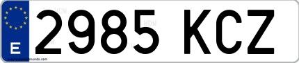 Ejemplo de matrícula española 2985 KCZ