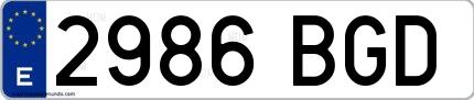 Ejemplo de matrícula española 2986 BGD