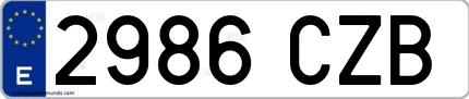 Ejemplo de matrícula española 2986 CZB