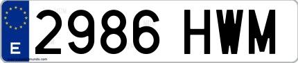 Ejemplo de matrícula española 2986 HWM