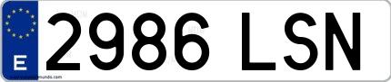 Ejemplo de matrícula española 2986 LSN