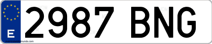 Ejemplo de matrícula de coche ordinaria 2987 BNG