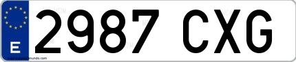 Ejemplo de matrícula española 2987 CXG