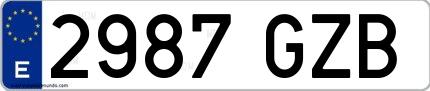 Ejemplo de matrícula española 2987 GZB
