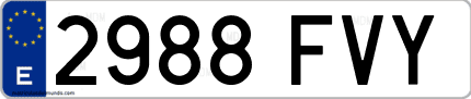 Ejemplo de matrícula de coche ordinaria 2988 FVY