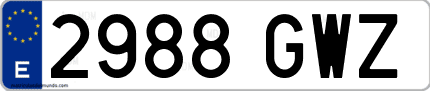Ejemplo de matrícula de coche ordinaria 2988 GWZ