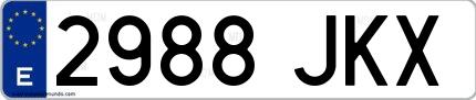 Ejemplo de matrícula española 2988 JKX