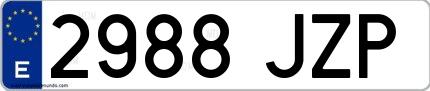 Ejemplo de matrícula española 2988 JZP