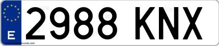 Ejemplo de matrícula española 2988 KNX