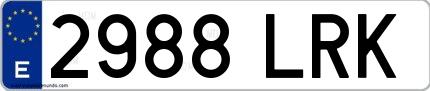 Ejemplo de matrícula española 2988 LRK
