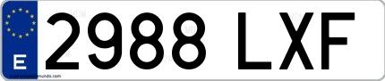 Ejemplo de matrícula española 2988 LXF