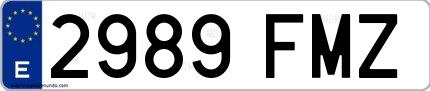 Ejemplo de matrícula española 2989 FMZ