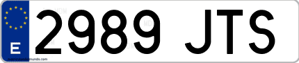 Ejemplo de matrícula de coche ordinaria 2989 JTS
