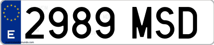 Ejemplo de matrícula de coche ordinaria 2989 MSD