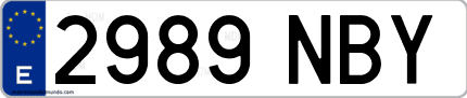 Ejemplo de matrícula de coche ordinaria 2989 NBY