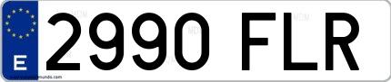 Ejemplo de matrícula española 2990 FLR