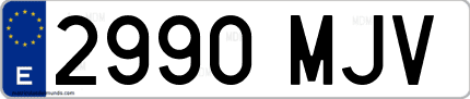 Ejemplo de matrícula de coche ordinaria 2990 MJV
