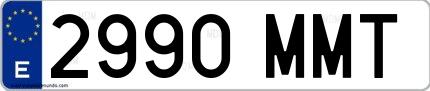 Ejemplo de matrícula española 2990 MMT