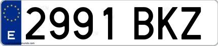 Ejemplo de matrícula española 2991 BKZ