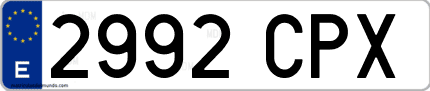 Ejemplo de matrícula de coche ordinaria 2992 CPX