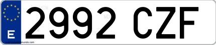 Ejemplo de matrícula española 2992 CZF