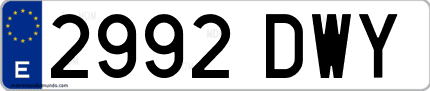 Ejemplo de matrícula de coche ordinaria 2992 DWY