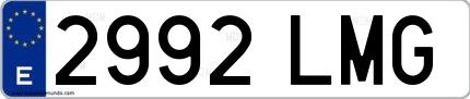 Ejemplo de matrícula española 2992 LMG