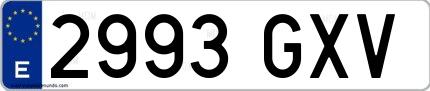Ejemplo de matrícula española 2993 GXV