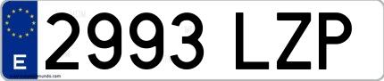 Ejemplo de matrícula española 2993 LZP