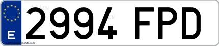 Ejemplo de matrícula de coche ordinaria 2994 FPD
