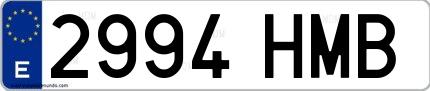 Ejemplo de matrícula española 2994 HMB