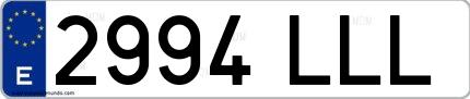 Ejemplo de matrícula española 2994 LLL