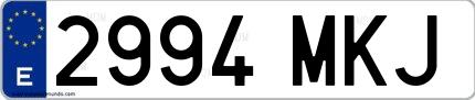 Ejemplo de matrícula española 2994 MKJ