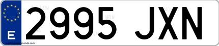 Ejemplo de matrícula española 2995 JXN