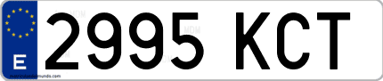 Ejemplo de matrícula de coche ordinaria 2995 KCT