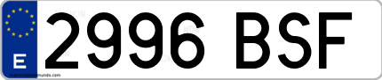 Ejemplo de matrícula de coche ordinaria 2996 BSF