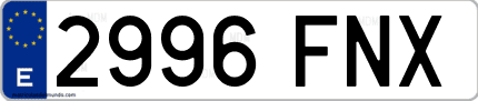 Ejemplo de matrícula de coche ordinaria 2996 FNX